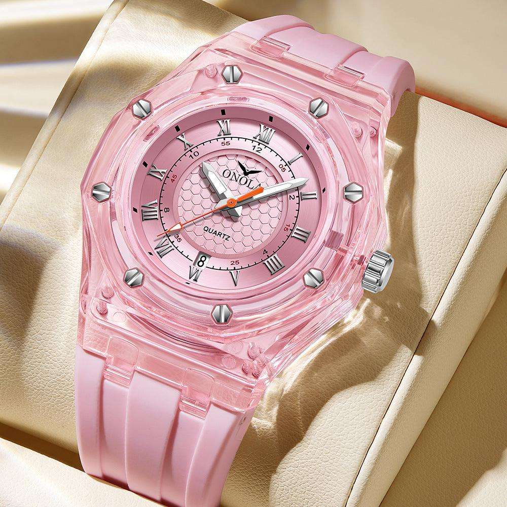 Fashion Neutral Transparent Case Silicone Band Waterproof Quartz Watch - Aaryan Malik اريان مالك