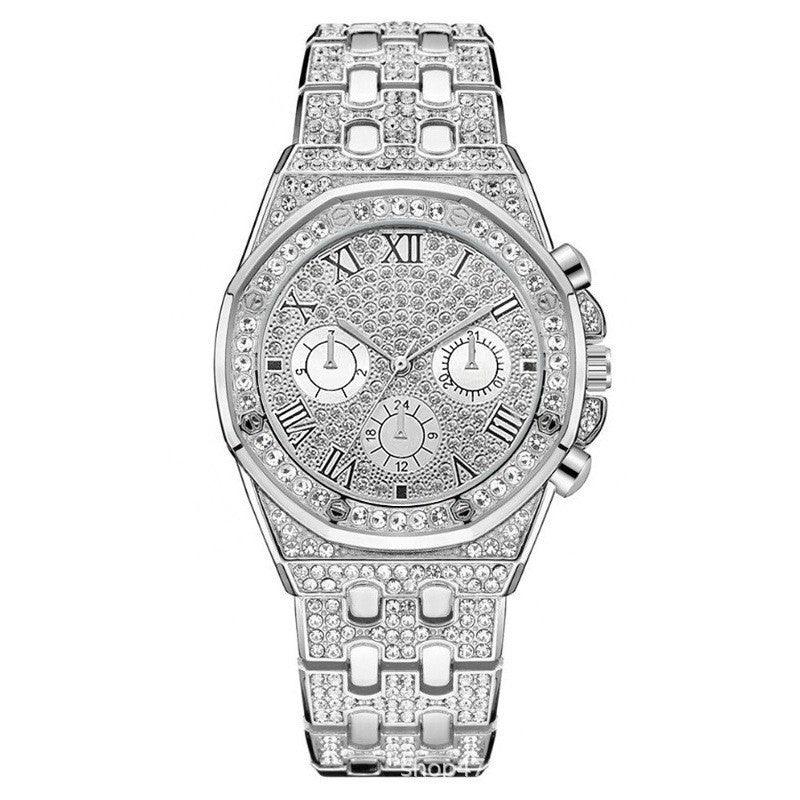 Watch Men's Diamond Large Dial Quartz Watch - Aaryan Malik اريان مالك