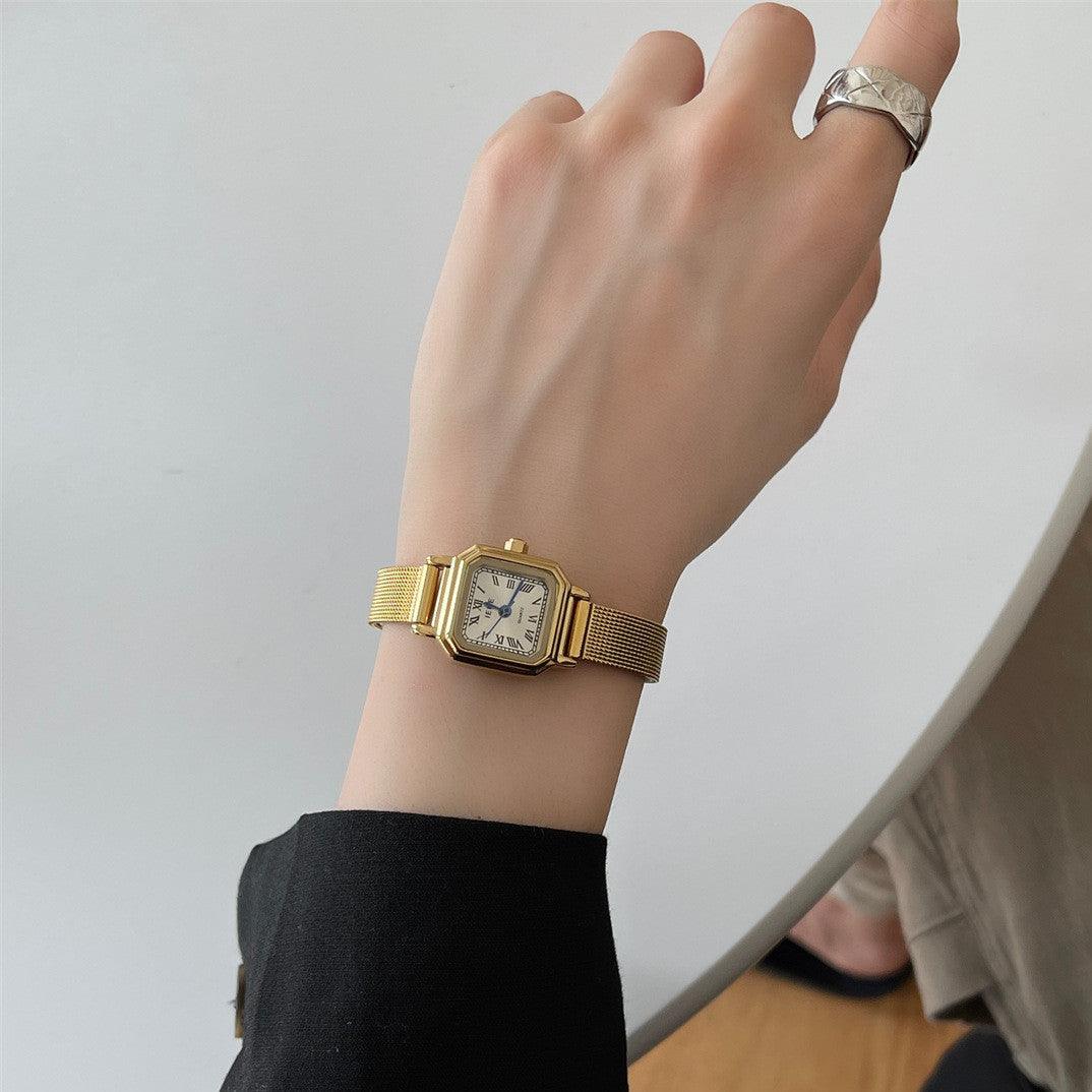 Small Square Retro Small Sugar Cube Steel Watch Women - Aaryan Malik اريان مالك