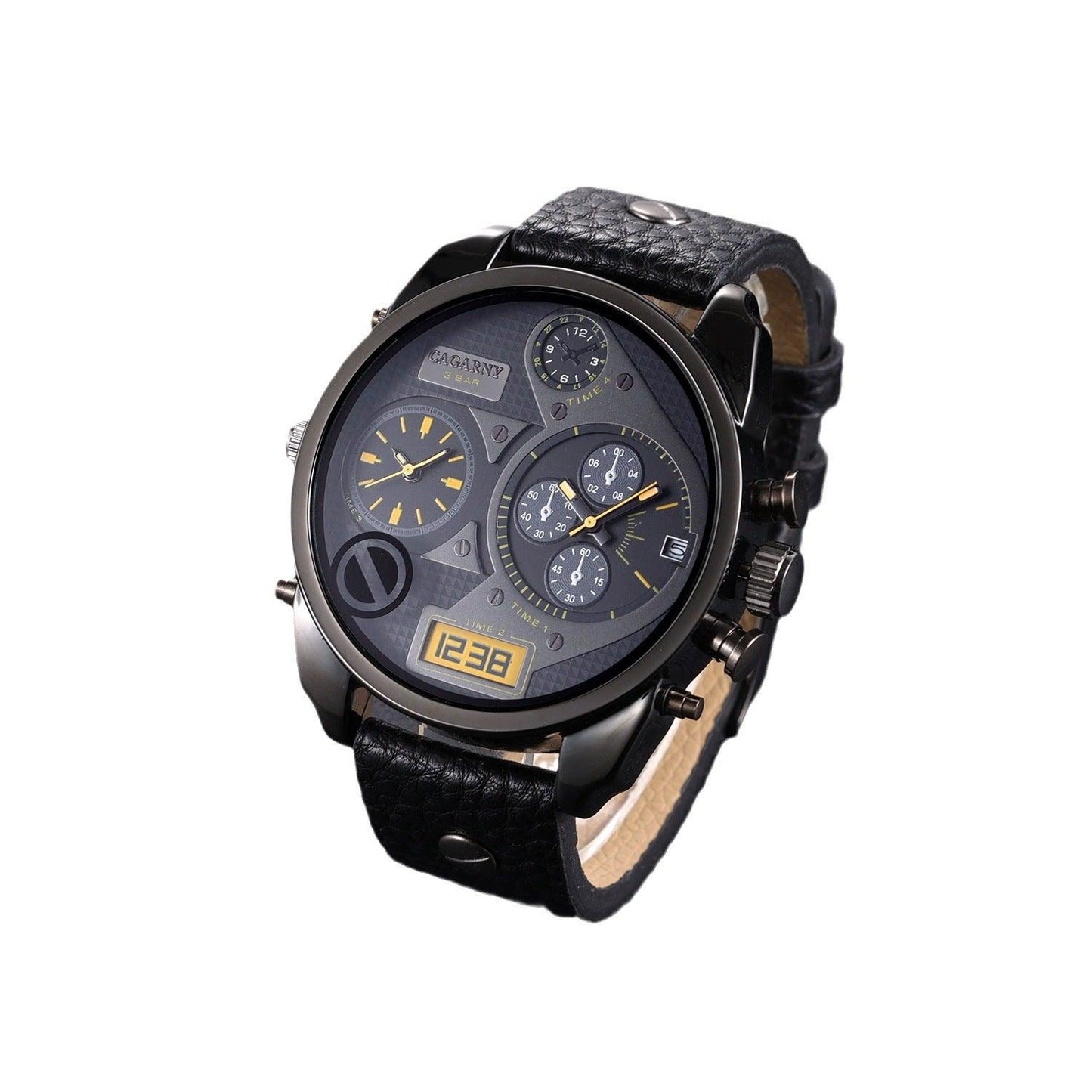 Men's Quartz Watch Double Inserts Casual Fashion - Aaryan Malik اريان مالك