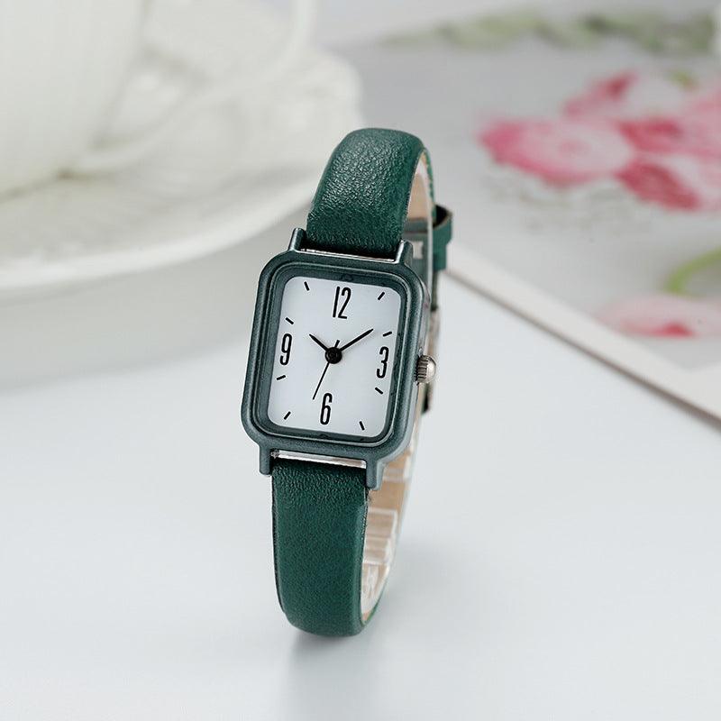 Junior High Alloy Simple Square Scale Digital Leather-belt Watch - Aaryan Malik اريان مالك