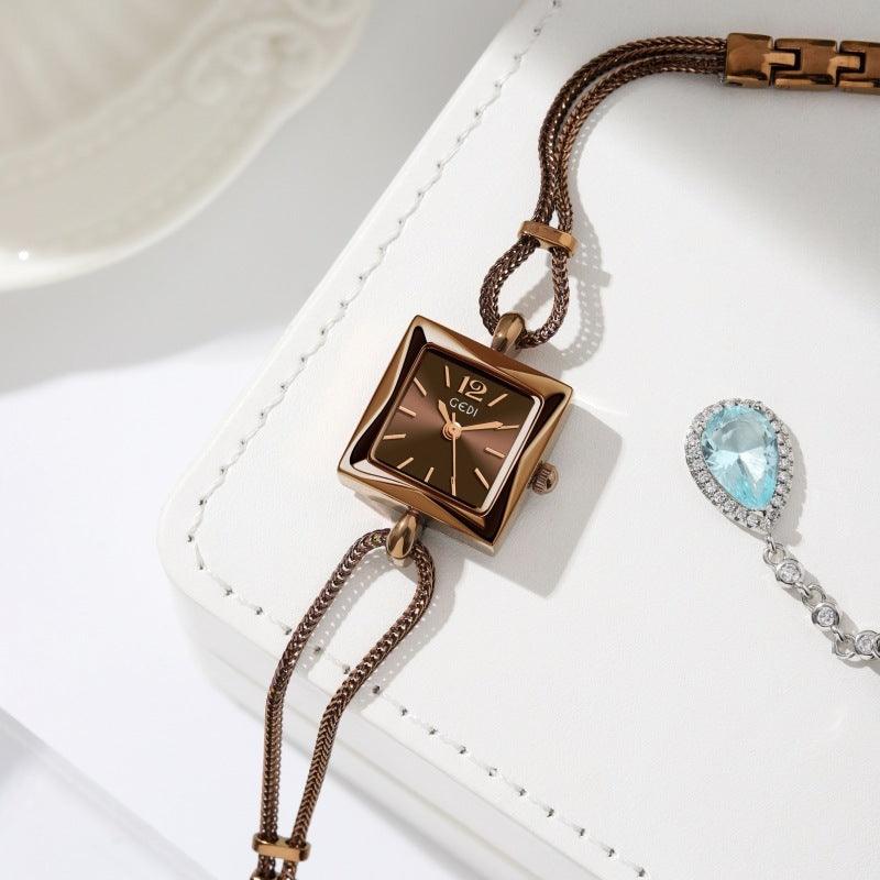 High-grade Simple Small Square Plate Alloy Bracelet Watch Antique Style - Aaryan Malik اريان مالك
