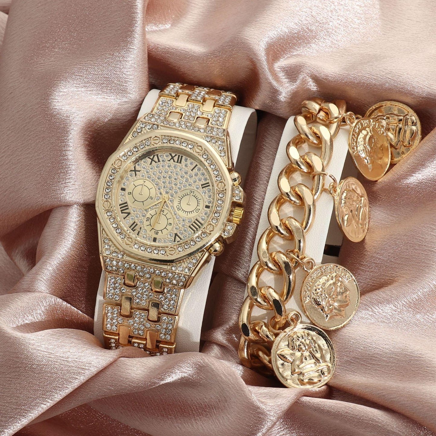 Watch Men's Diamond Large Dial Quartz Watch - Aaryan Malik اريان مالك