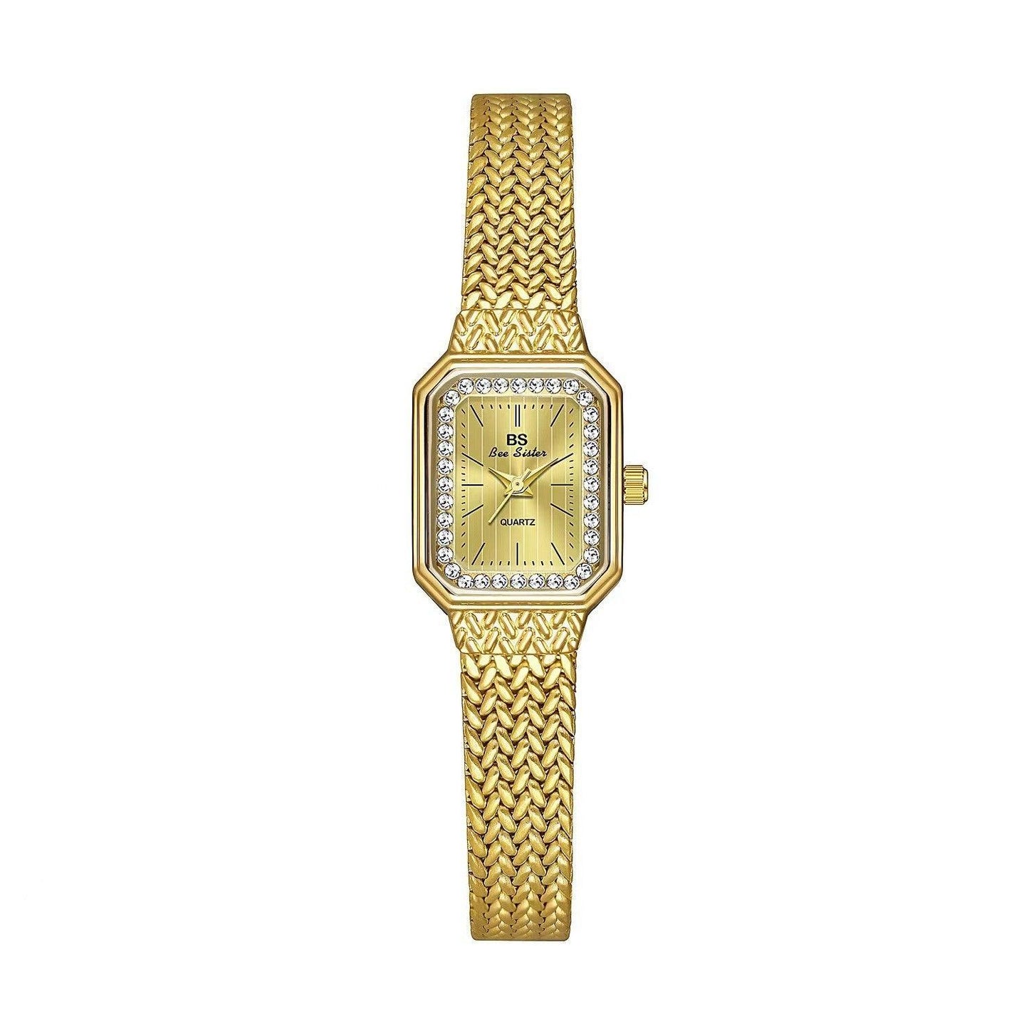 Wheat Table Simple Temperament Small Square Gold Watch - Aaryan Malik اريان مالك