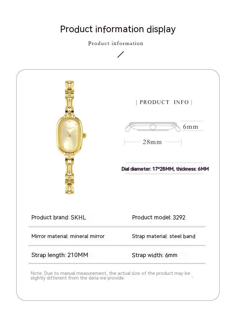 Medieval Small Retro Small Golden Watch Oval Light Luxury Artistic Fashion Quartz - Aaryan Malik اريان مالك