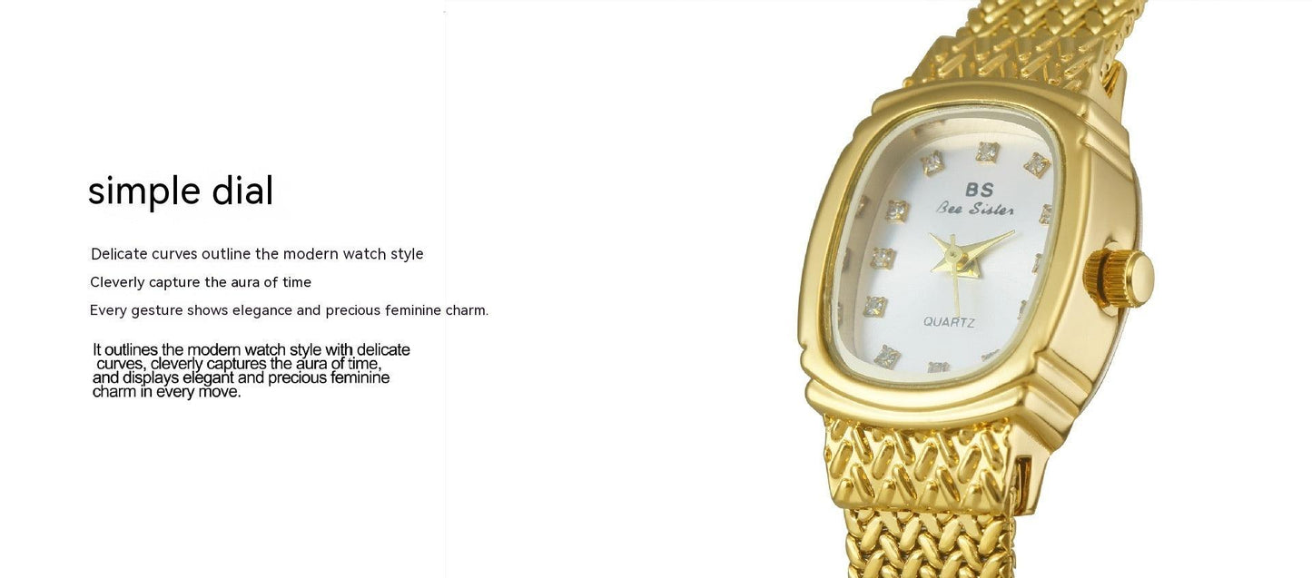 Light Luxury INS Wheat Table Simple Temperament Small Golden Watch - Aaryan Malik اريان مالك