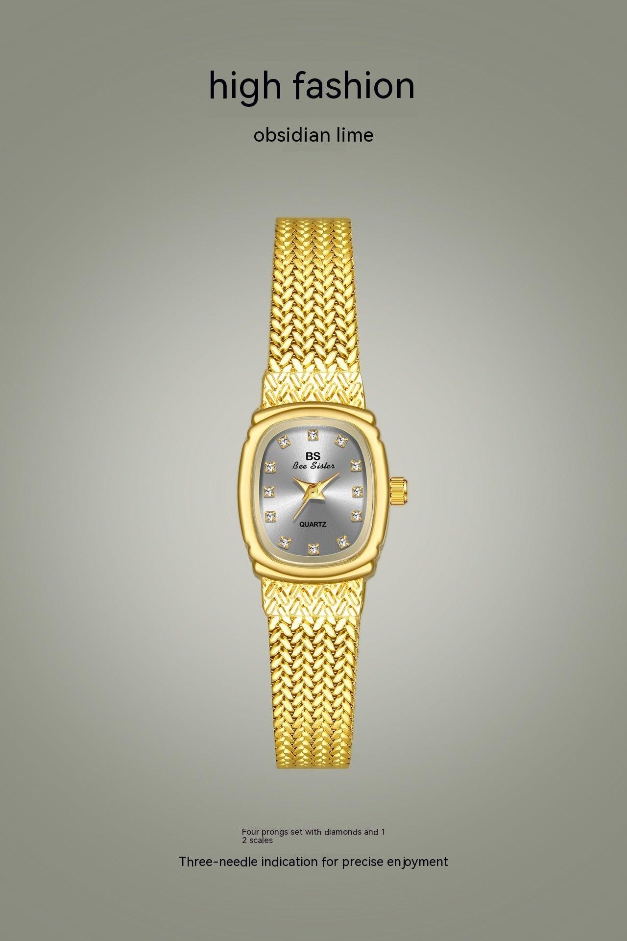 Light Luxury INS Wheat Table Simple Temperament Small Golden Watch - Aaryan Malik اريان مالك