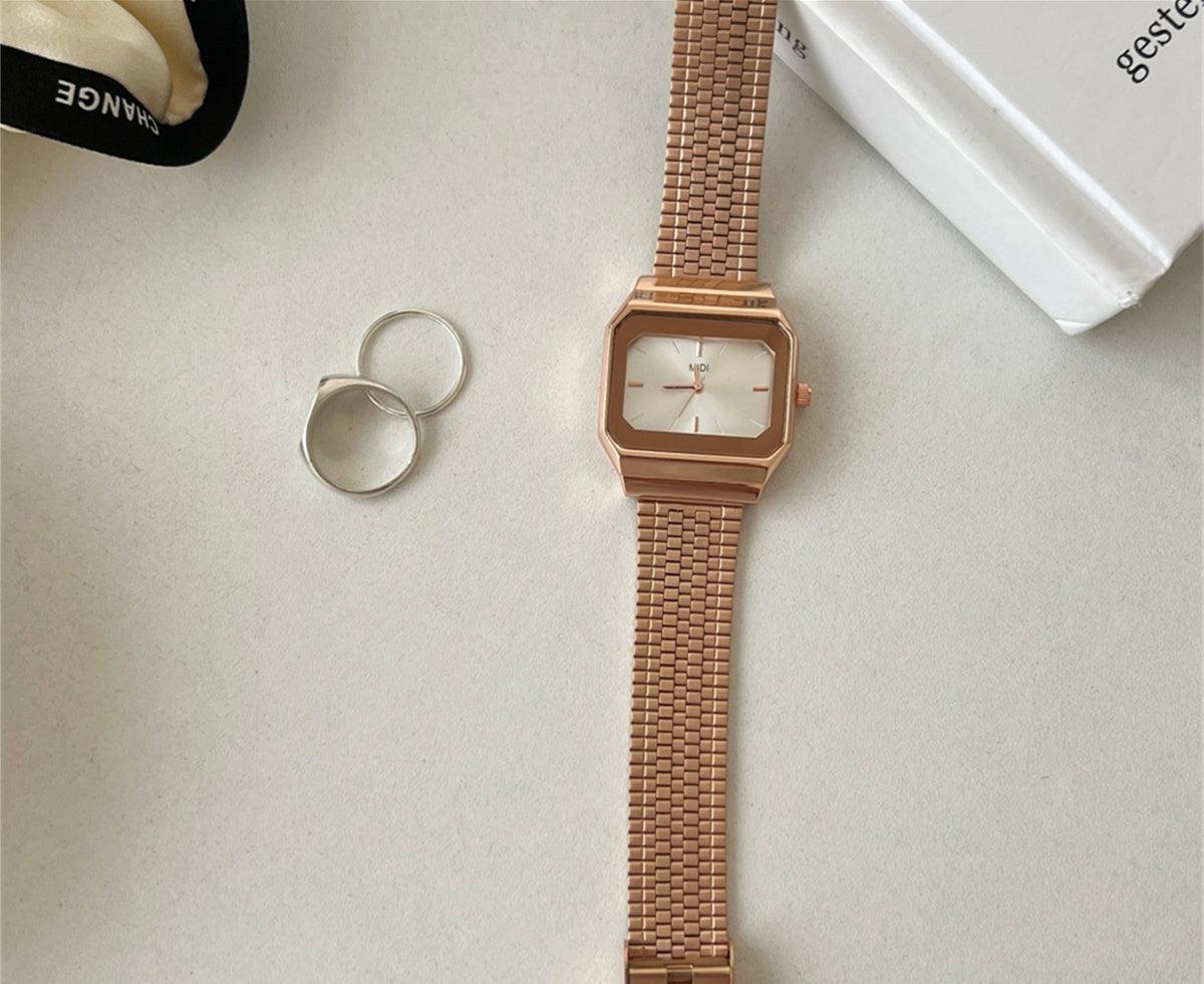 Square Elegant Small Golden Watch Retro Design - Aaryan Malik اريان مالك