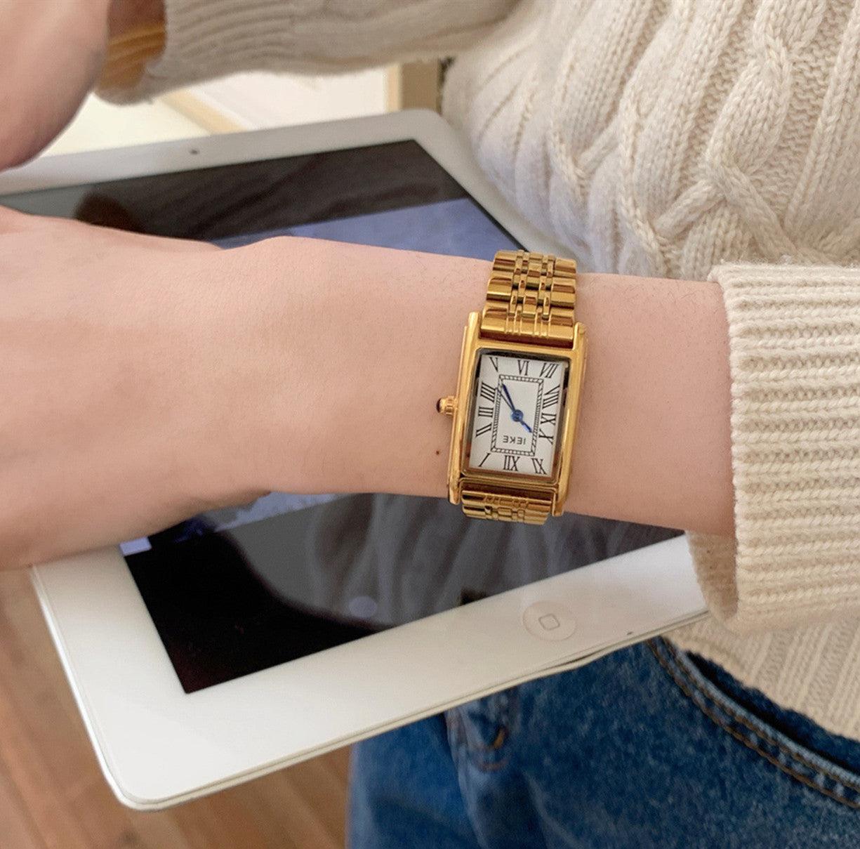 Retro Small Golden Watch Steel Belt Women's Middle Ancient - Aaryan Malik اريان مالك