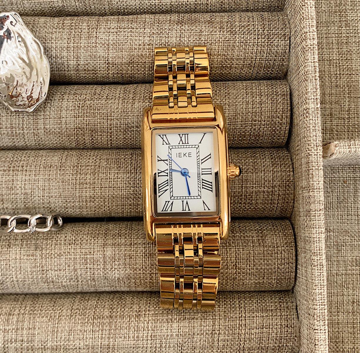 Retro Small Golden Watch Steel Belt Women's Middle Ancient - Aaryan Malik اريان مالك