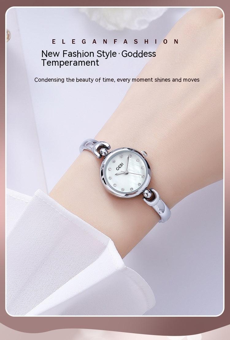 Simple Design Small Exquisite Round Dial Bangle Watch Quartz Watch - Aaryan Malik اريان مالك