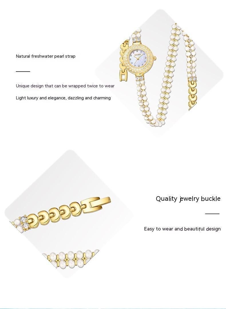 Freshwater Pearl Watch Affordable Luxury Fashion Jewelry Full Diamond Ladies - Aaryan Malik اريان مالك