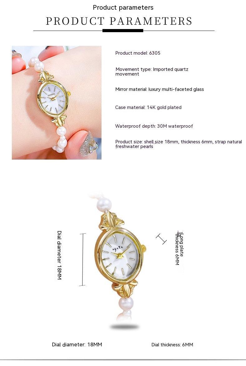Natural Freshwater Pearl Watch Bracelet Strap Exquisite Quartz Women's Watch - Aaryan Malik اريان مالك