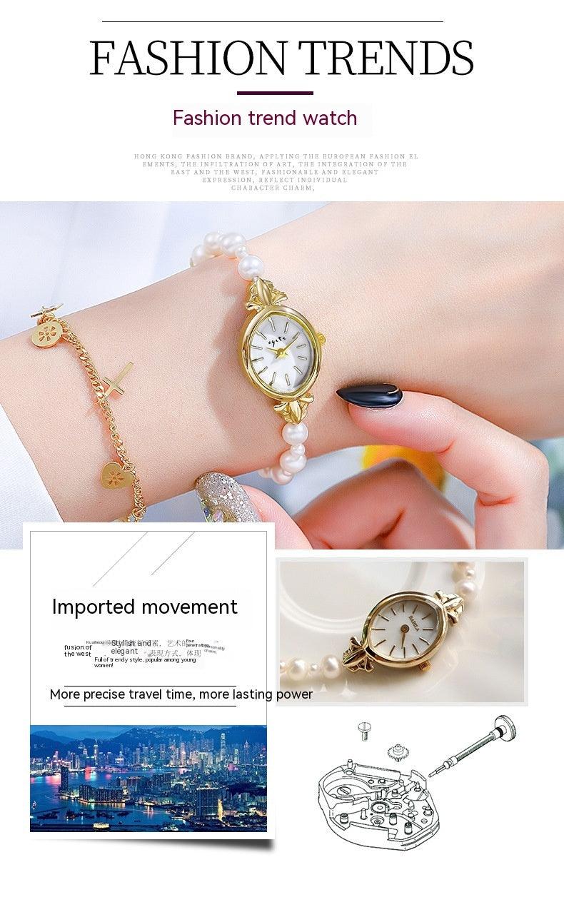Natural Freshwater Pearl Watch Bracelet Strap Exquisite Quartz Women's Watch - Aaryan Malik اريان مالك