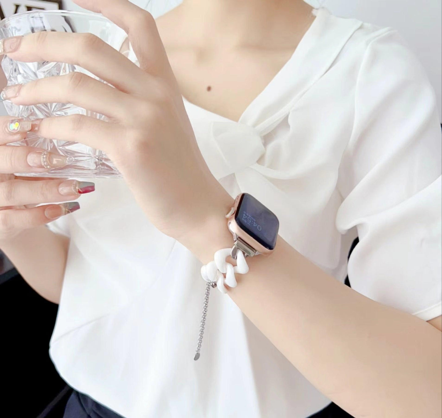 Watch Ceramic Stainless Steel Chain Metal Strap - Aaryan Malik اريان مالك