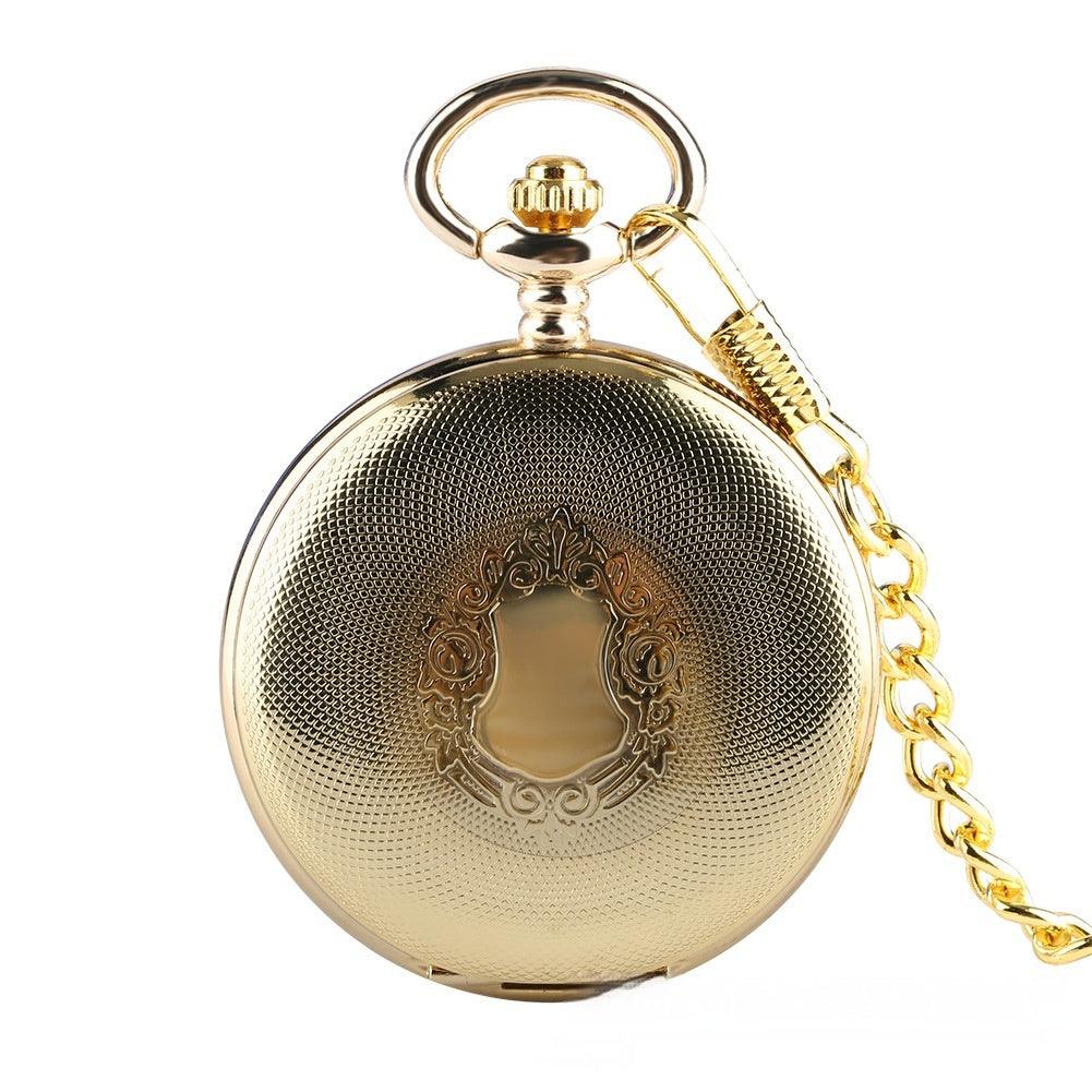 Flip Necklace Gold Double-sided Carved Shield Manual Manipulator Pocket Watch - Aaryan Malik اريان مالك