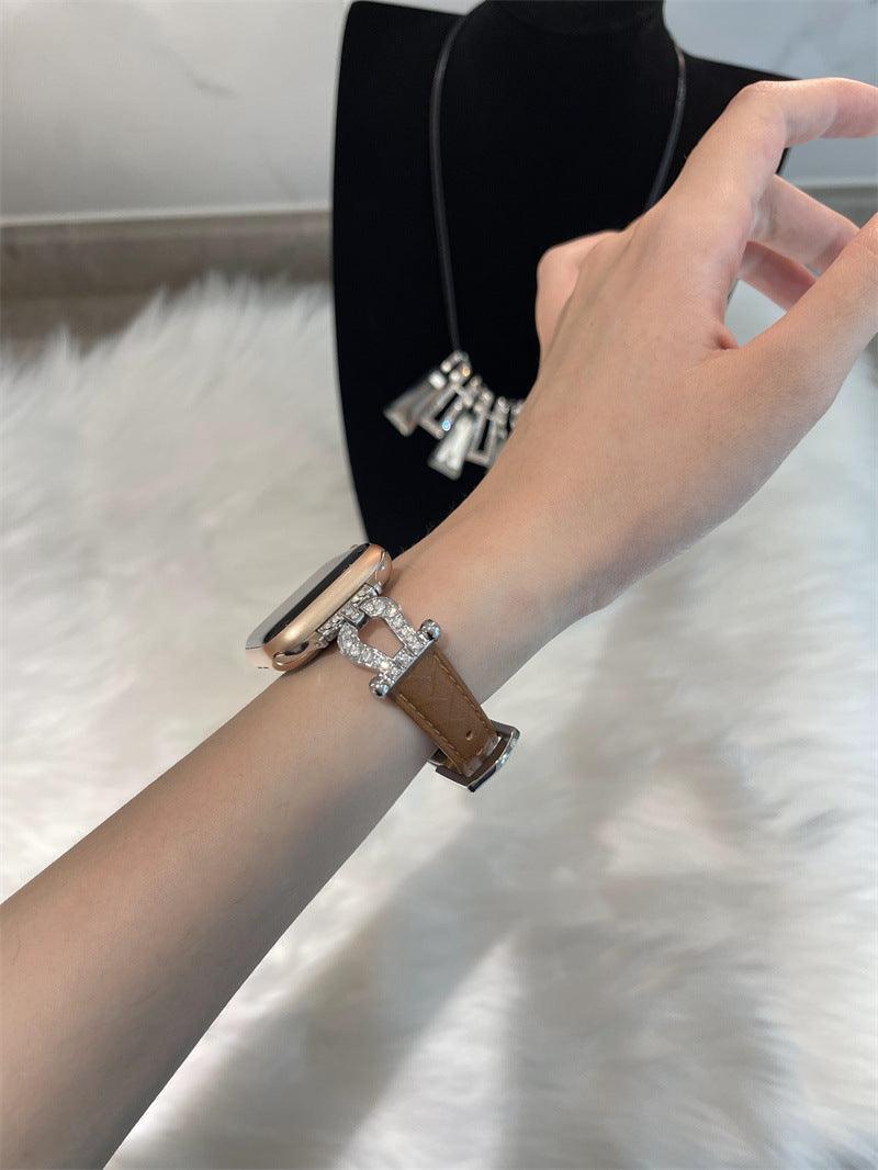 Woven Metal Diamond Strap Suitable For Watch Leather Wristband - Aaryan Malik اريان مالك