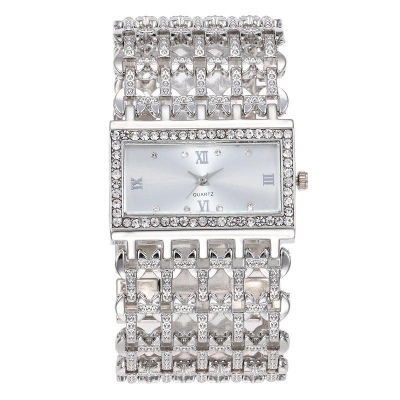 Women's Steel Band Diamond Watch Square Roman Rhinestone - Aaryan Malik اريان مالك