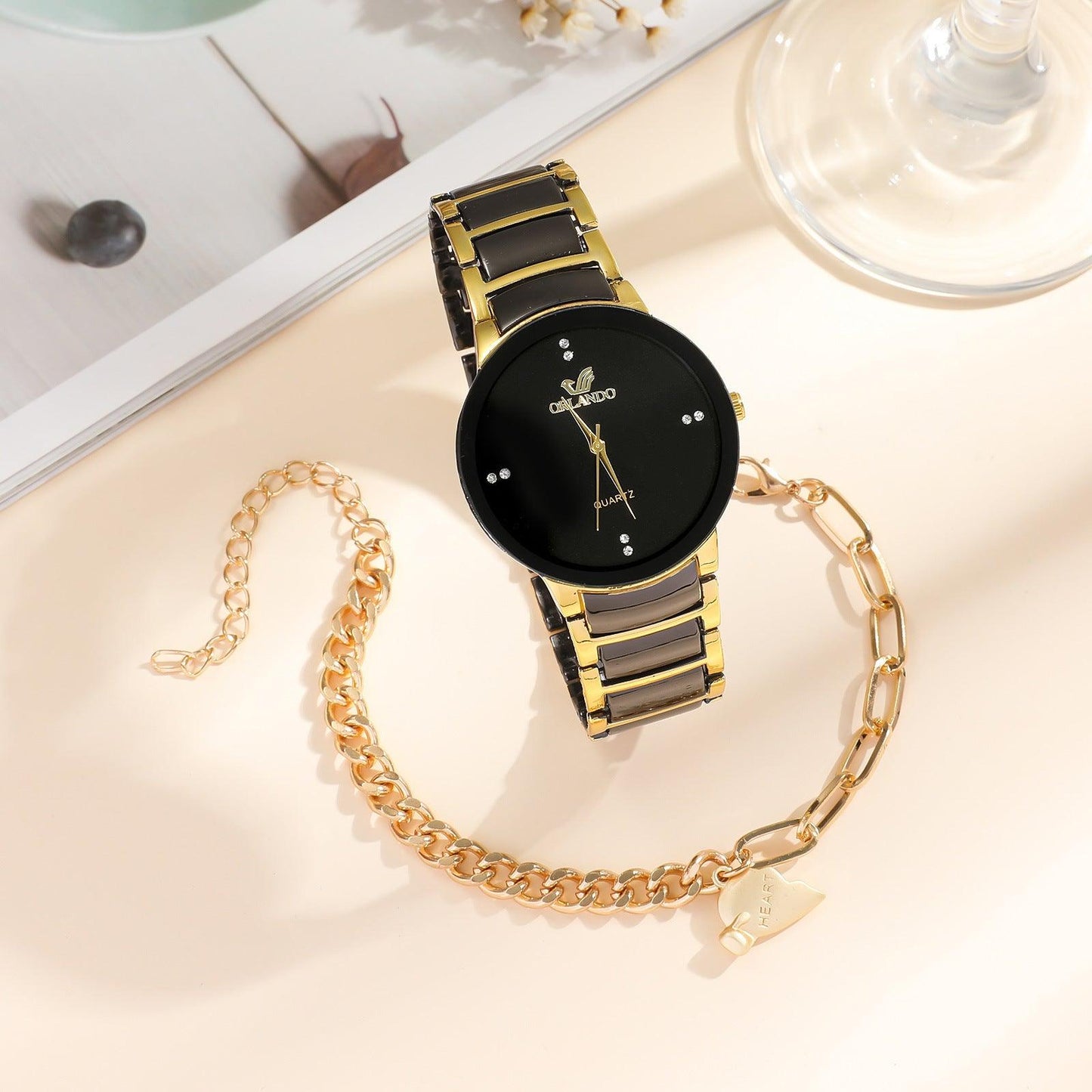 New Fashion Simple All-match Couple Watch Heart Bracelet Suit - Aaryan Malik اريان مالك