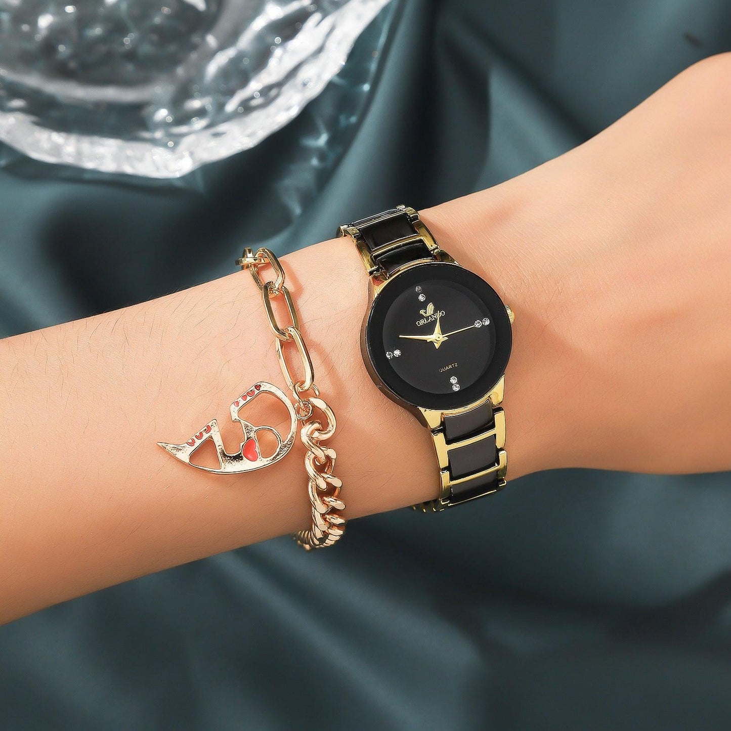 New Fashion Simple All-match Couple Watch Heart Bracelet Suit - Aaryan Malik اريان مالك