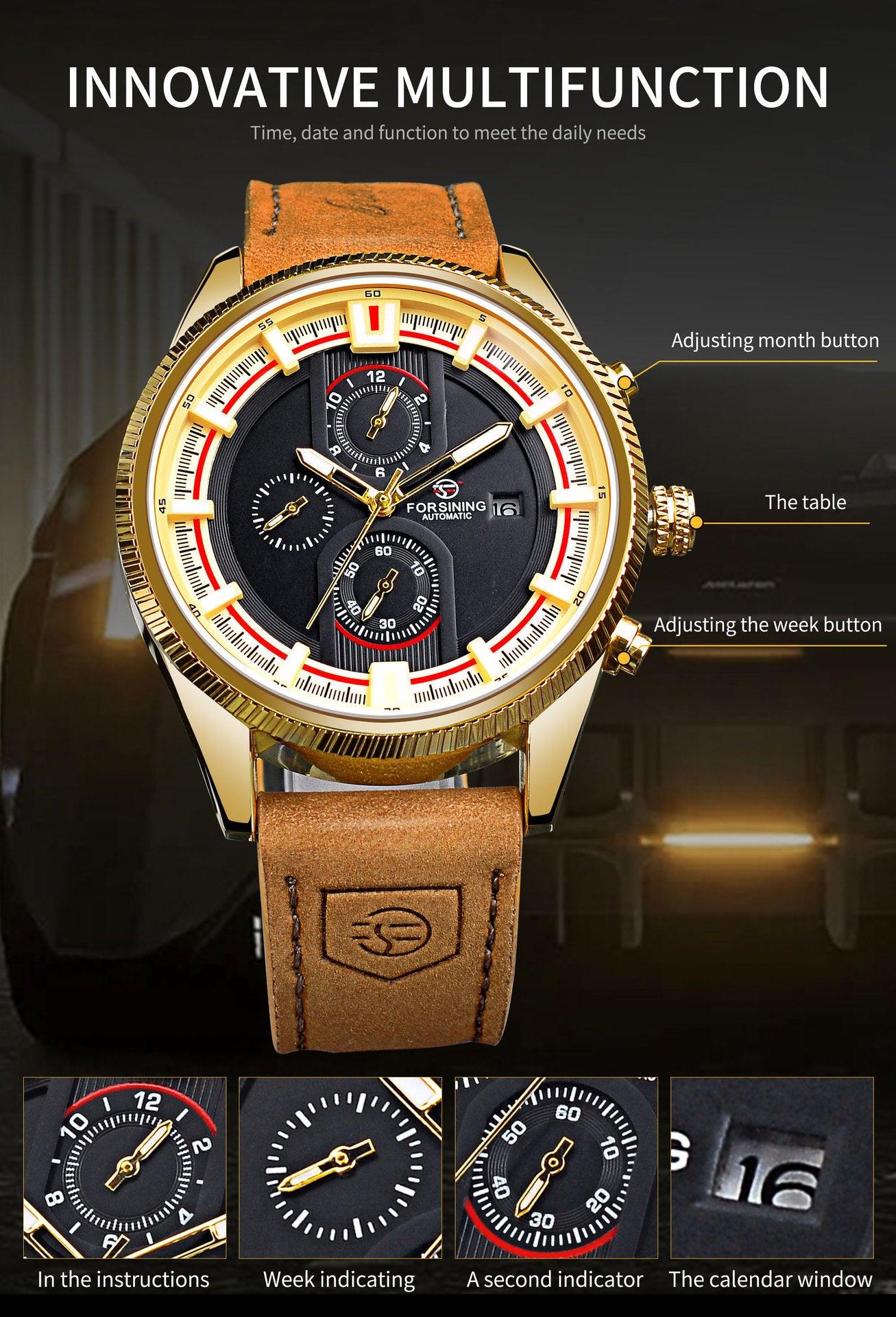 30 M Waterproof Men's Week Calendar Automatic Mechanical Watch - Aaryan Malik اريان مالك