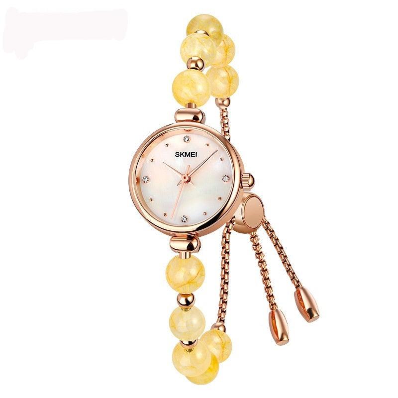 Fashionable All-match Elegant Women's Quartz Watch Pearl Natural Stone Strap Bracelet Watch - Aaryan Malik اريان مالك