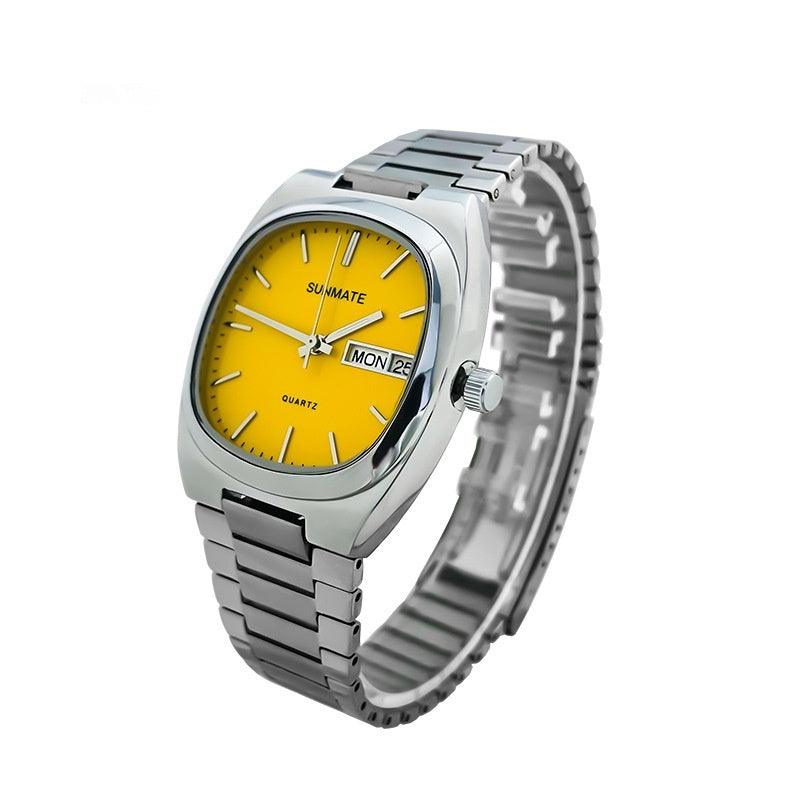 Fashion Simple Square White Shell Steel Belt Quartz Watch - Aaryan Malik اريان مالك