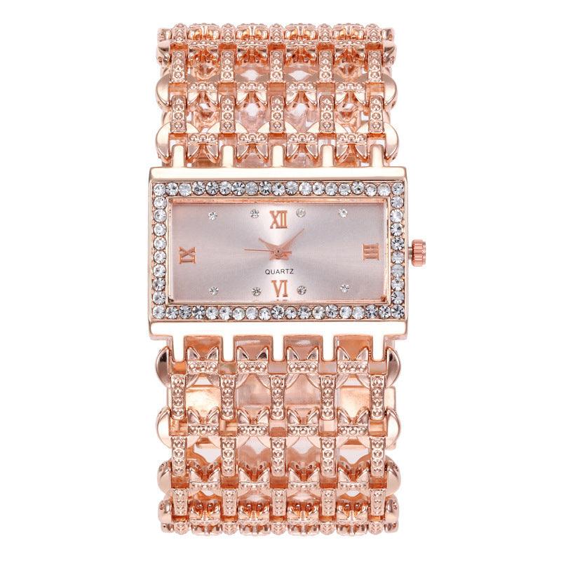 Women's Steel Band Diamond Watch Square Roman Rhinestone - Aaryan Malik اريان مالك
