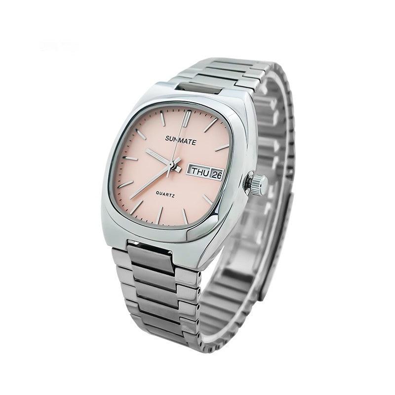 Fashion Simple Square White Shell Steel Belt Quartz Watch - Aaryan Malik اريان مالك