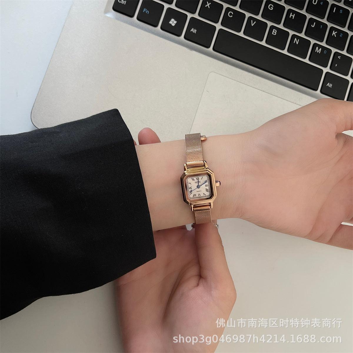 Small Square Retro Small Sugar Cube Steel Watch Women - Aaryan Malik اريان مالك