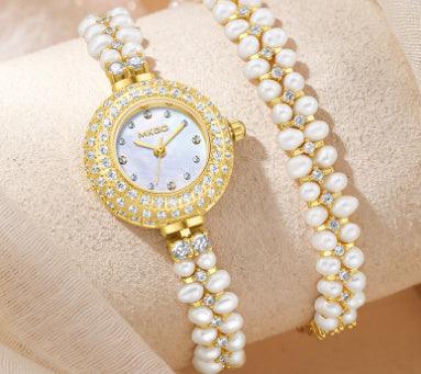 Freshwater Pearl Watch Affordable Luxury Fashion Jewelry Full Diamond Ladies - Aaryan Malik اريان مالك