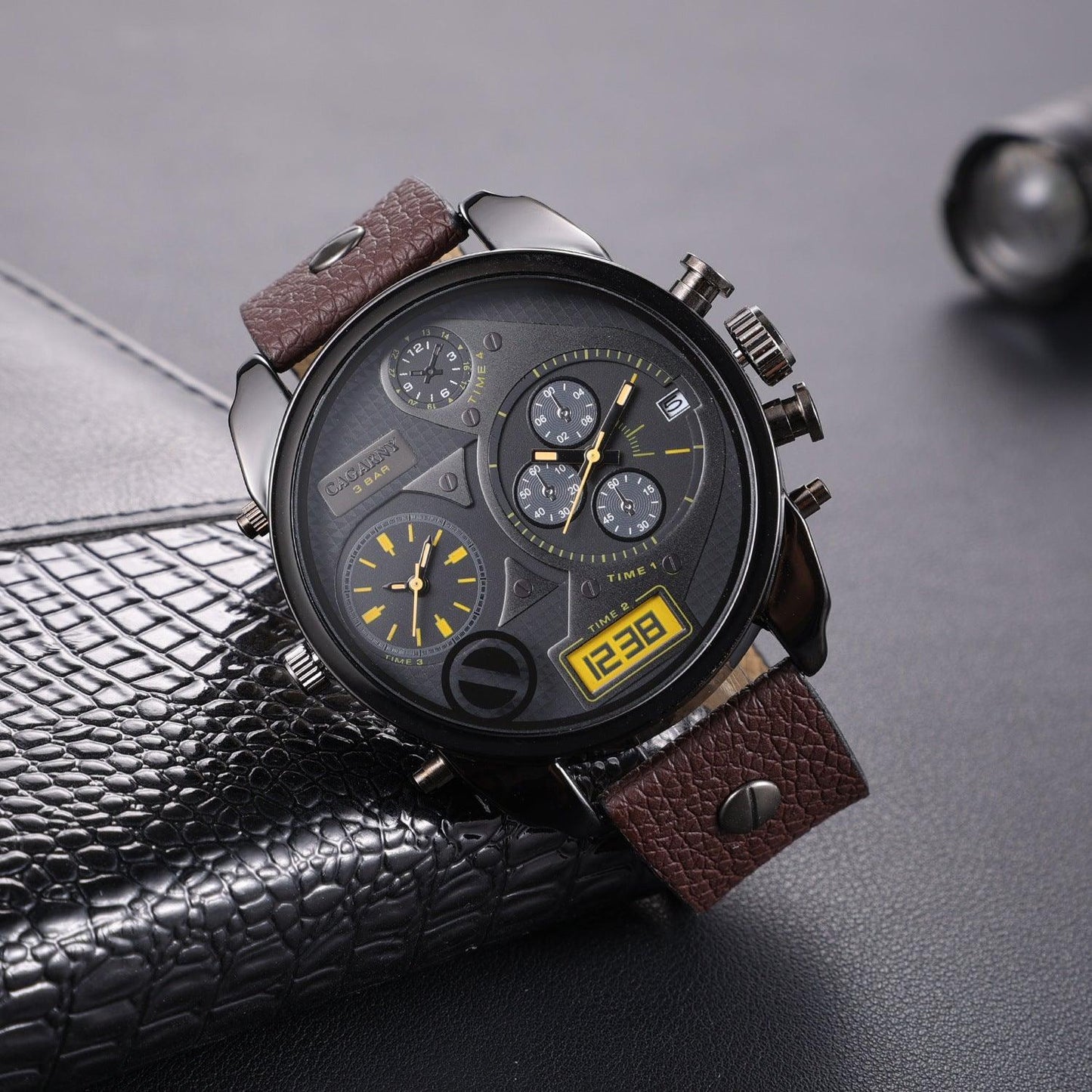 Men's Quartz Watch Double Inserts Casual Fashion - Aaryan Malik اريان مالك