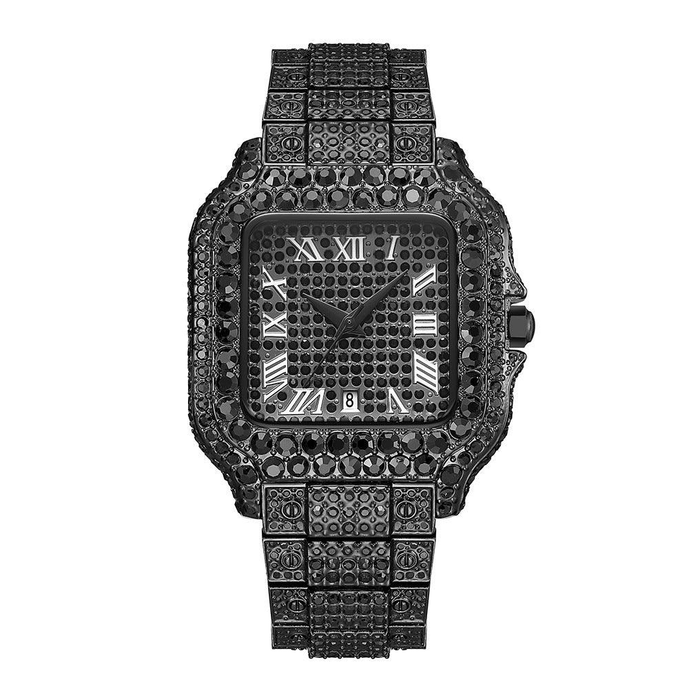 Straight European Hip Hop Diamond Quartz Wrist Watch - Aaryan Malik اريان مالك