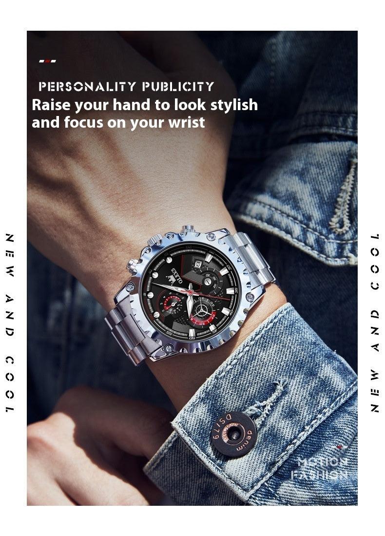 Luminous Large Dial Multifunctional Men's Watch - Aaryan Malik اريان مالك
