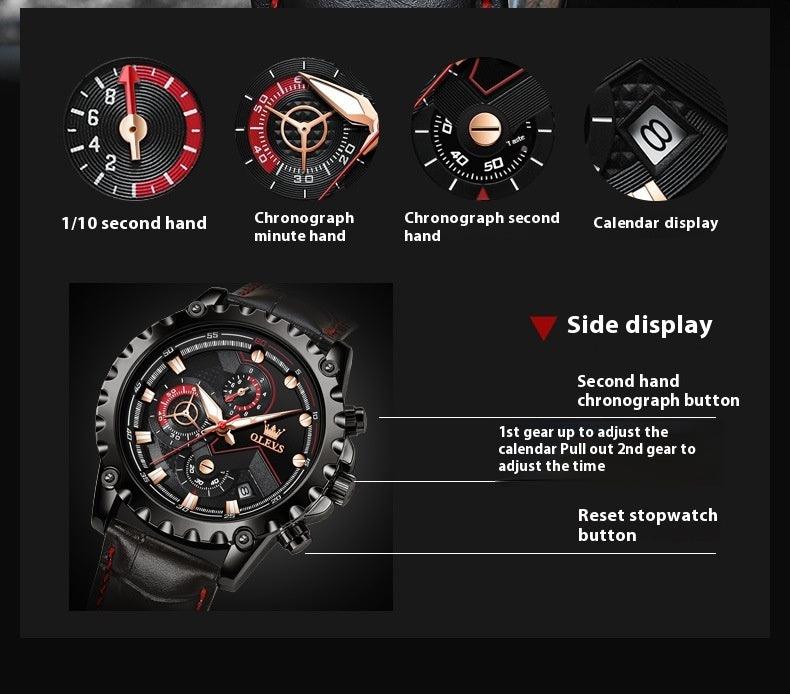 Luminous Large Dial Multifunctional Men's Watch - Aaryan Malik اريان مالك