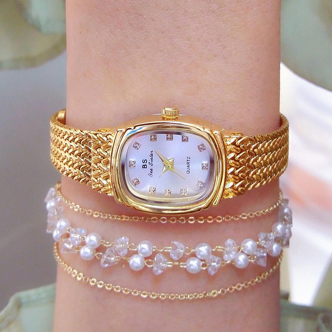 Light Luxury INS Wheat Table Simple Temperament Small Golden Watch - Aaryan Malik اريان مالك