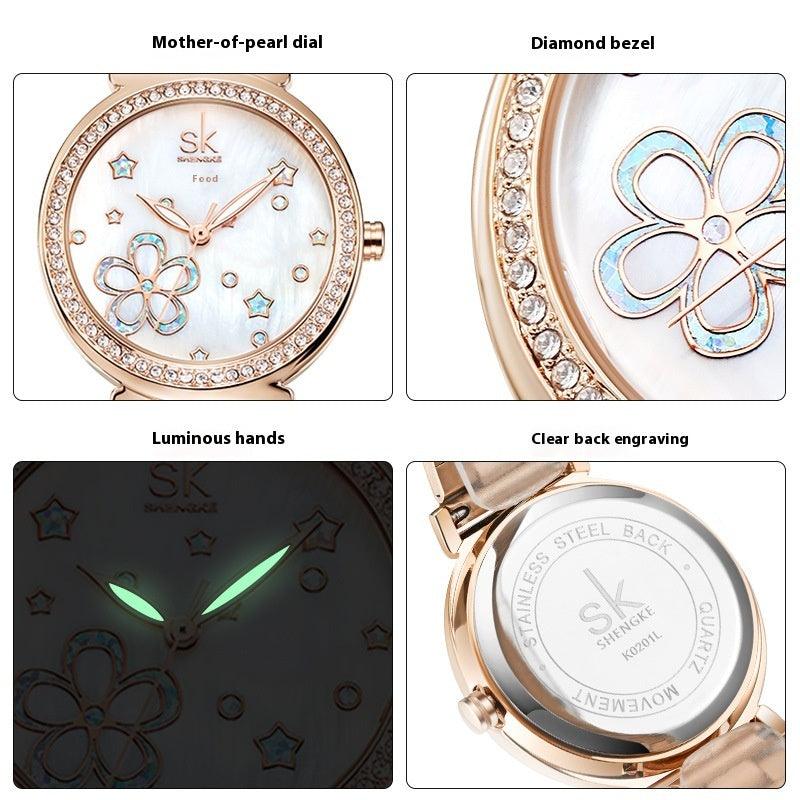 New Women's Steel Belt Diamond Quartz Watch - Aaryan Malik اريان مالك