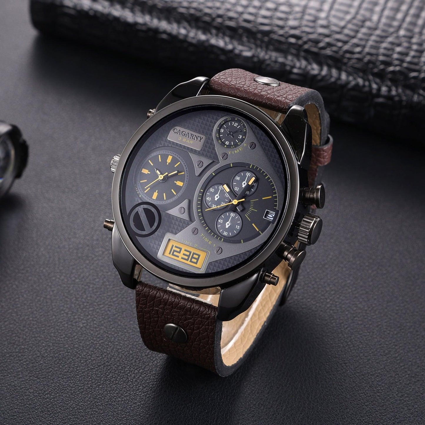 Men's Quartz Watch Double Inserts Casual Fashion - Aaryan Malik اريان مالك