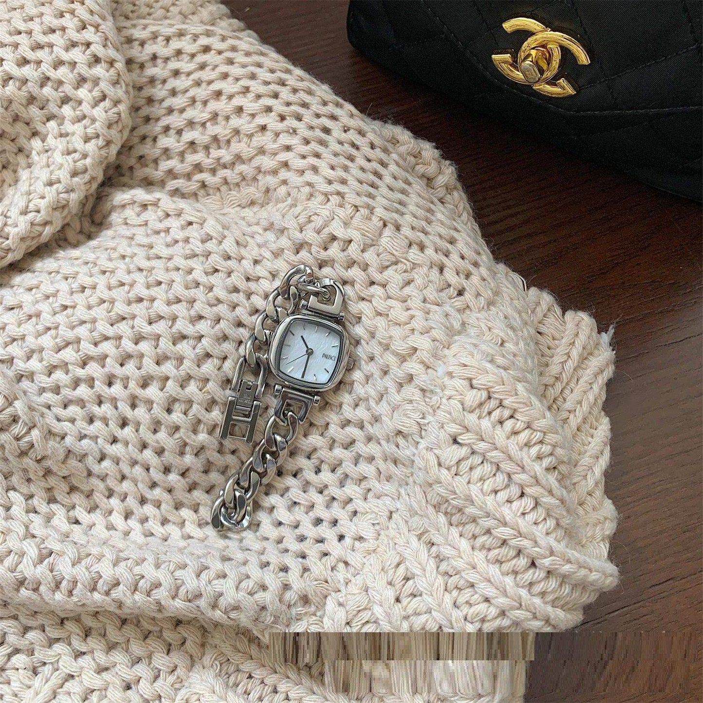 Ocean Blue Gradient Fritillary Small Sugar Cube Bracelet Women's Watch Light Luxury High Sense Ins - Aaryan Malik اريان مالك
