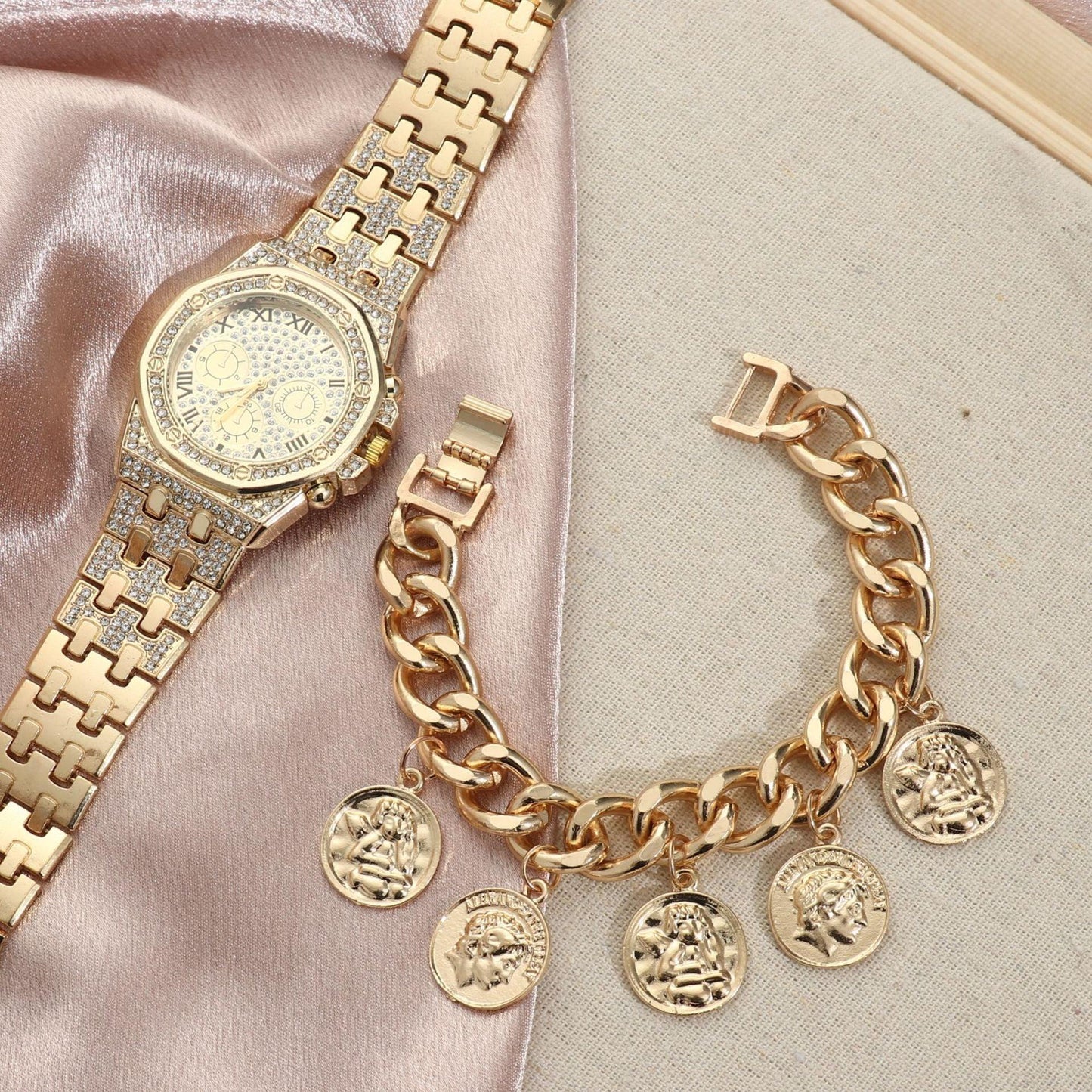 Watch Men's Diamond Large Dial Quartz Watch - Aaryan Malik اريان مالك