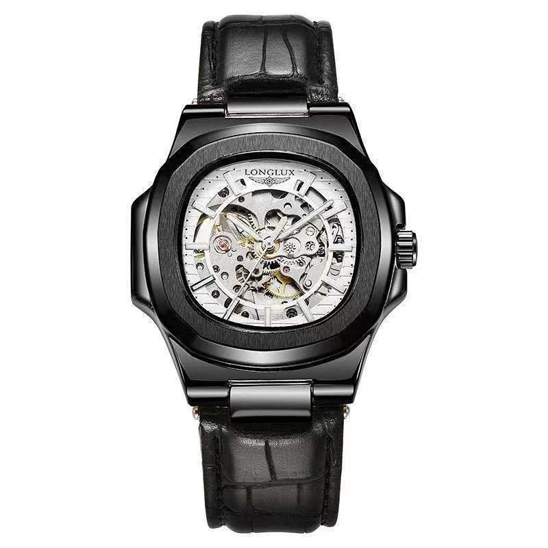 Barrel-shaped Leather Belt Men's Waterproof Mechanical Watch - Aaryan Malik اريان مالك