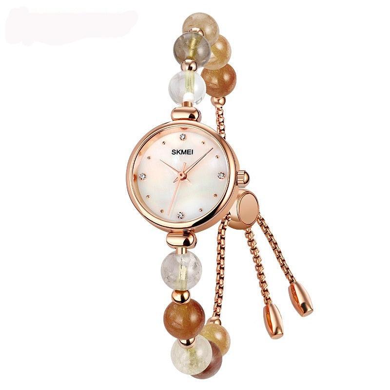 Fashionable All-match Elegant Women's Quartz Watch Pearl Natural Stone Strap Bracelet Watch - Aaryan Malik اريان مالك
