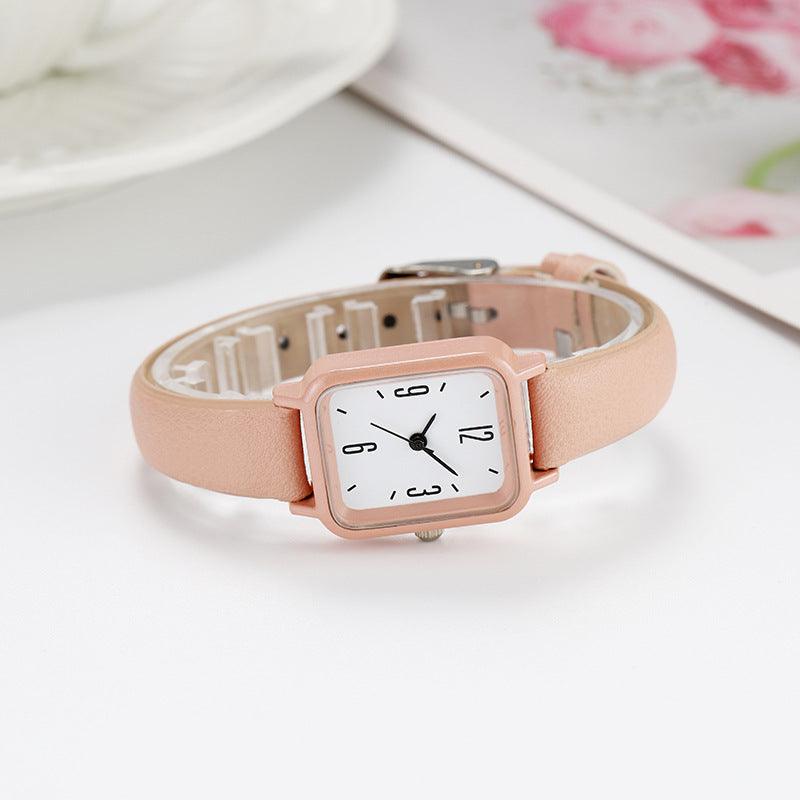 Junior High Alloy Simple Square Scale Digital Leather-belt Watch - Aaryan Malik اريان مالك