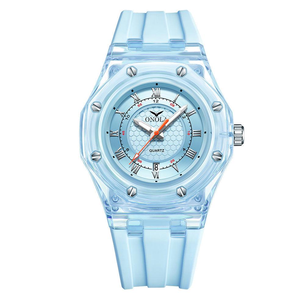 Fashion Neutral Transparent Case Silicone Band Waterproof Quartz Watch - Aaryan Malik اريان مالك