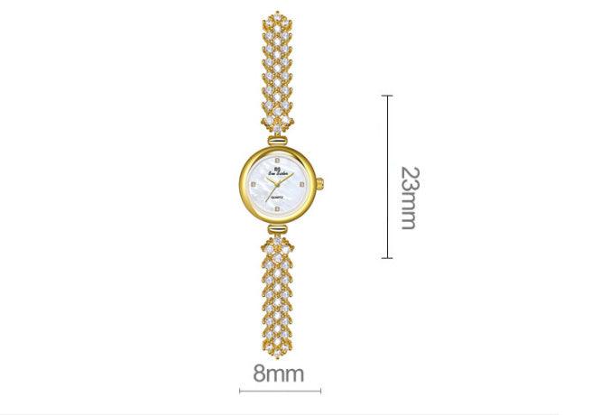 Mermaid Light Luxury Diamond Small Gold And Silver Chain Watch - Aaryan Malik اريان مالك