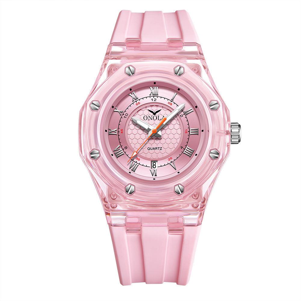 Fashion Neutral Transparent Case Silicone Band Waterproof Quartz Watch - Aaryan Malik اريان مالك