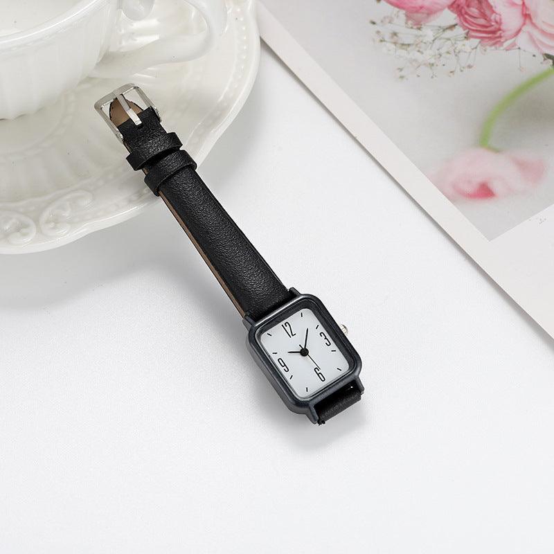 Junior High Alloy Simple Square Scale Digital Leather-belt Watch - Aaryan Malik اريان مالك