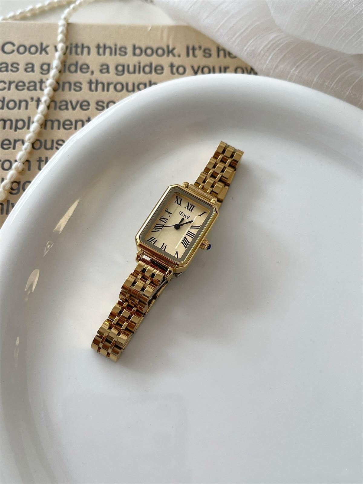 Steel Belt Retro Small Dial Simple Women Quartz Watch - Aaryan Malik اريان مالك