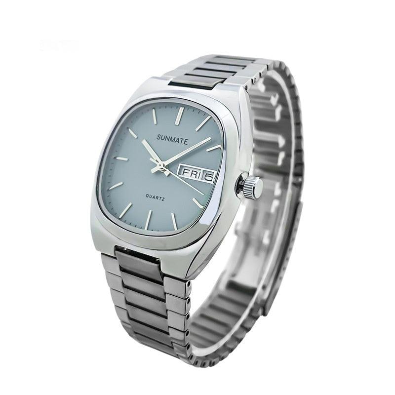Fashion Simple Square White Shell Steel Belt Quartz Watch - Aaryan Malik اريان مالك