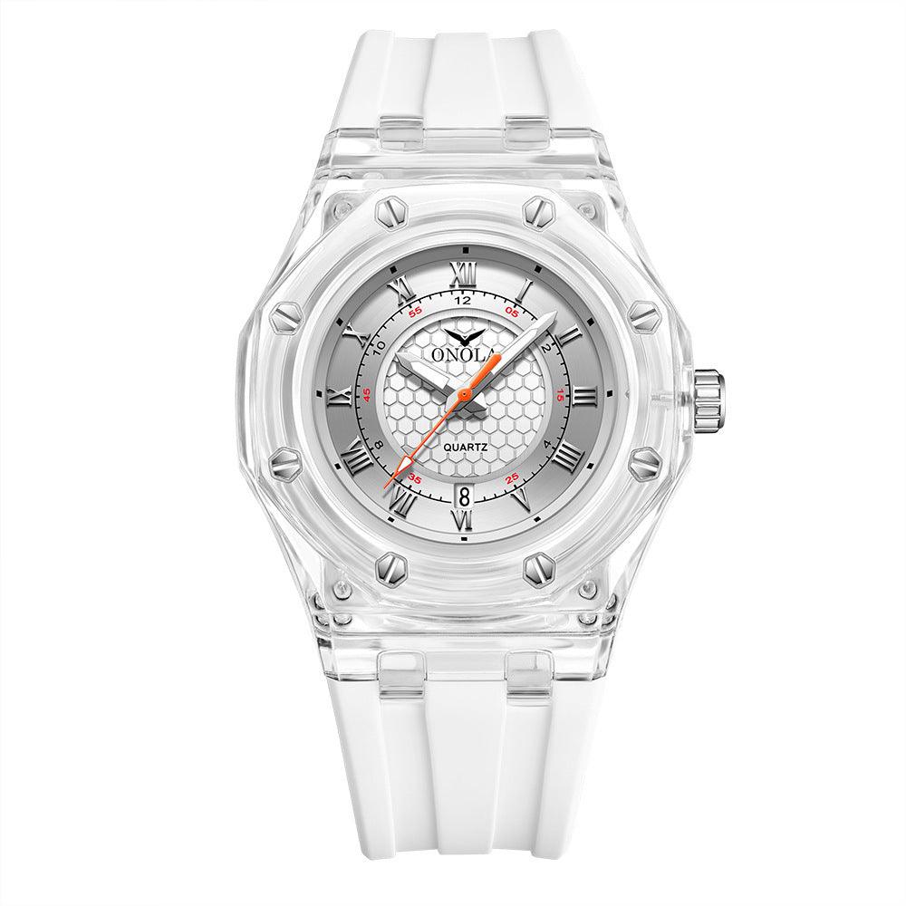 Fashion Neutral Transparent Case Silicone Band Waterproof Quartz Watch - Aaryan Malik اريان مالك